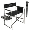 Outdoor Camping Klappstuhl mit Rückenlehne – Robuster Tragbarer Anglerstuhl in Schwarz